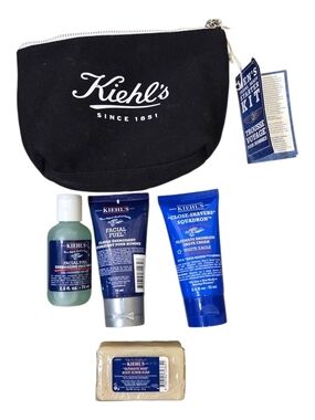 🌟Kiehl's Black Logo Pouch with Skincare Set